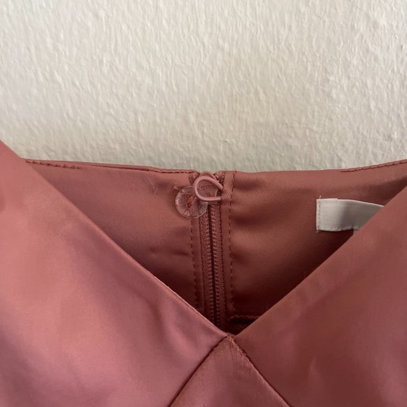 H&M Satin Slip Dusty Rose Pink Midi Dress - Picture 6 of 7